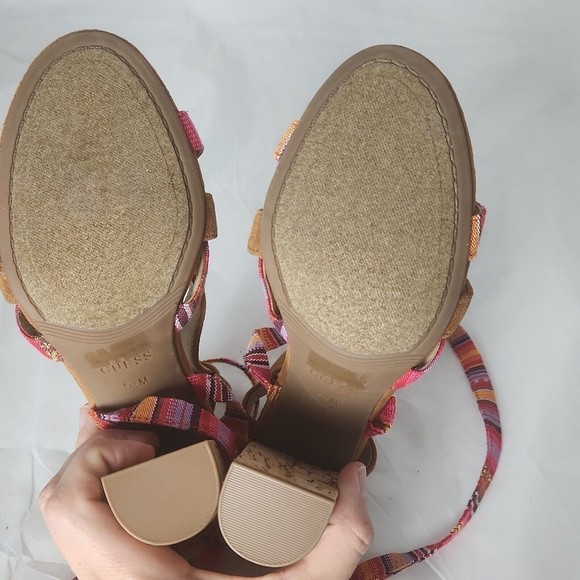 Guess Tribal Block Heels Gladiator Multicolor suede cork heels fabric 5.5 - Picture 4 of 9